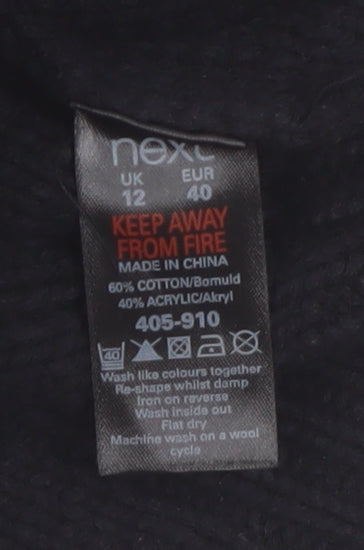 Next Women’s Black Cotton Blend Long Sleeve Button Cardigan Size 12