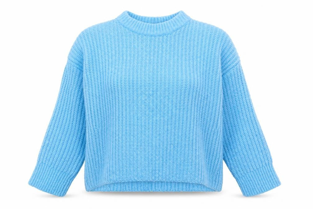 New Look Women's Blue Mock Neck Chunky Knit Pullover Jumper Size L