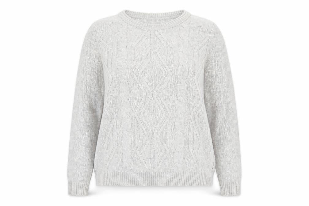 LCW Casual Women's Grey Cable Knit Crew Neck Jumper XXL