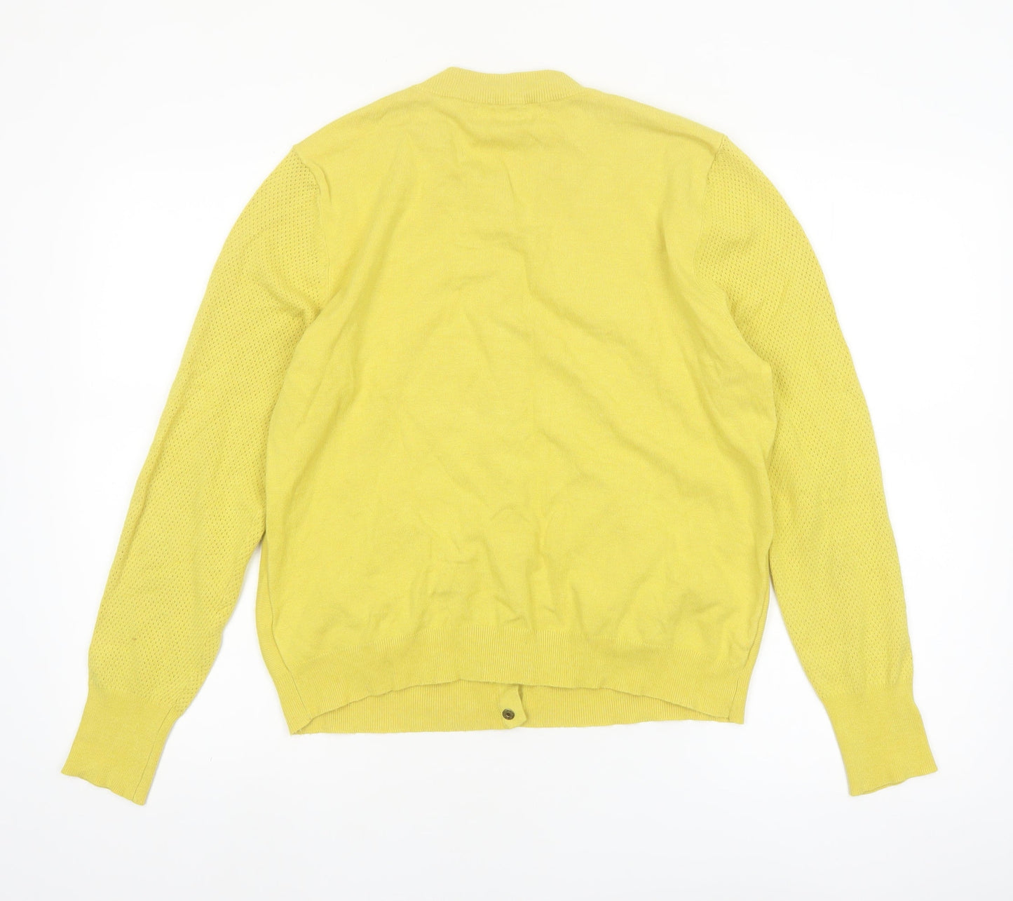 Next Womens Yellow Crew Neck Long Sleeve Cardigan Size 14