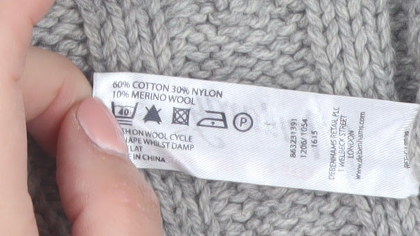Mantary Women’s Grey Cable-Knit Short Sleeve Cardigan UK 10