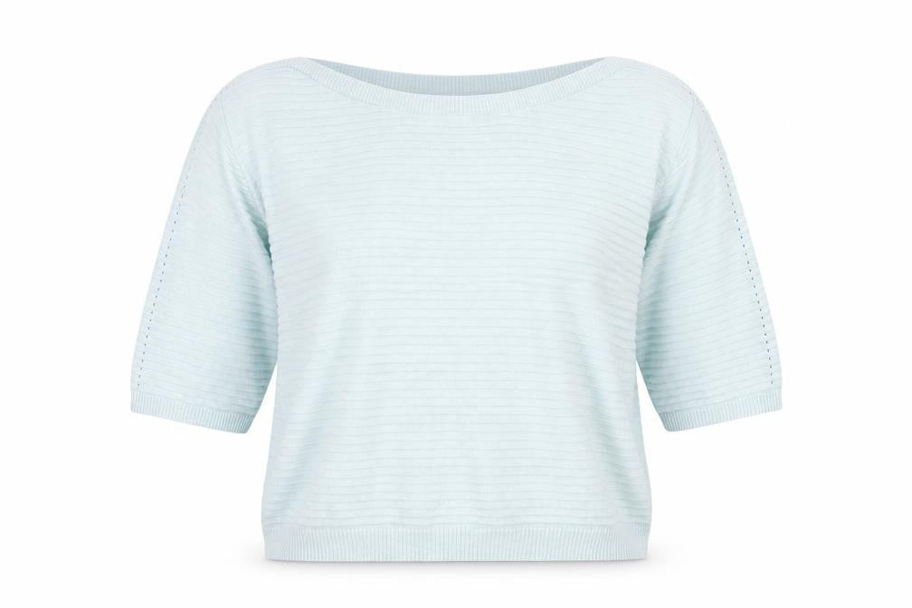 Marble Women Blue Cotton Boat Neck 3/4 Sleeve Pullover Jumper Size 16