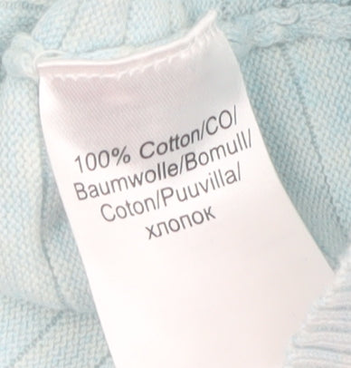 Marble Women Blue Cotton Boat Neck 3/4 Sleeve Pullover Jumper Size 16