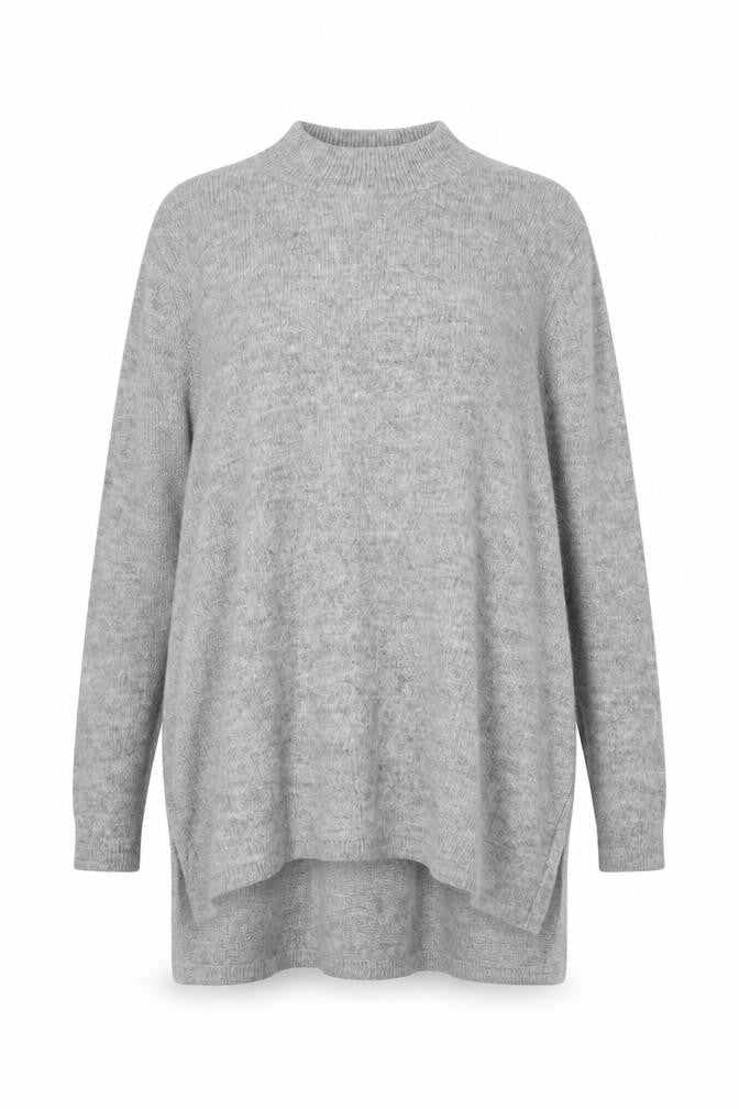 H&M Women’s Grey Mock Neck Long Sleeve Tunic Jumper Size 12