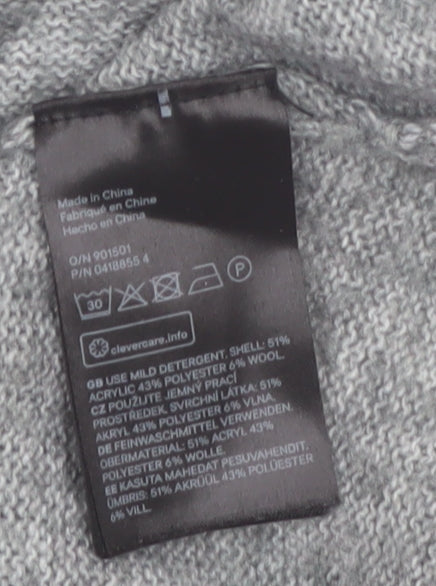 H&M Women’s Grey Mock Neck Long Sleeve Tunic Jumper Size 12