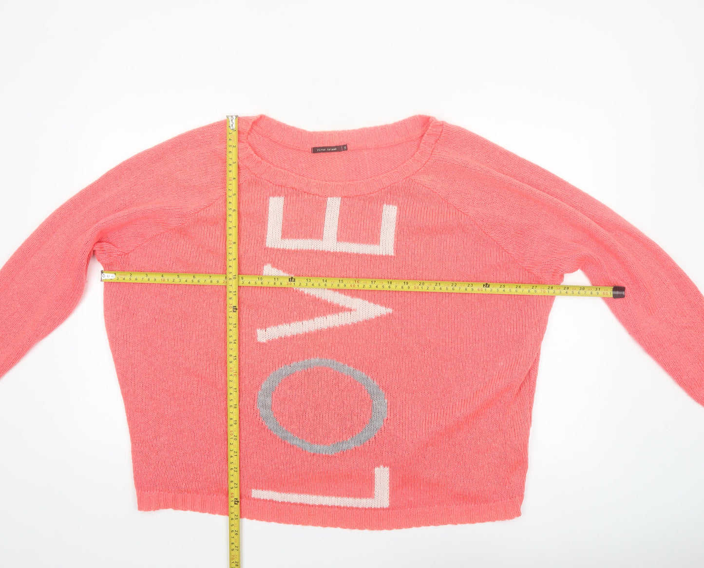 River Island Women Pink LOVE Knit Jumper Size 16