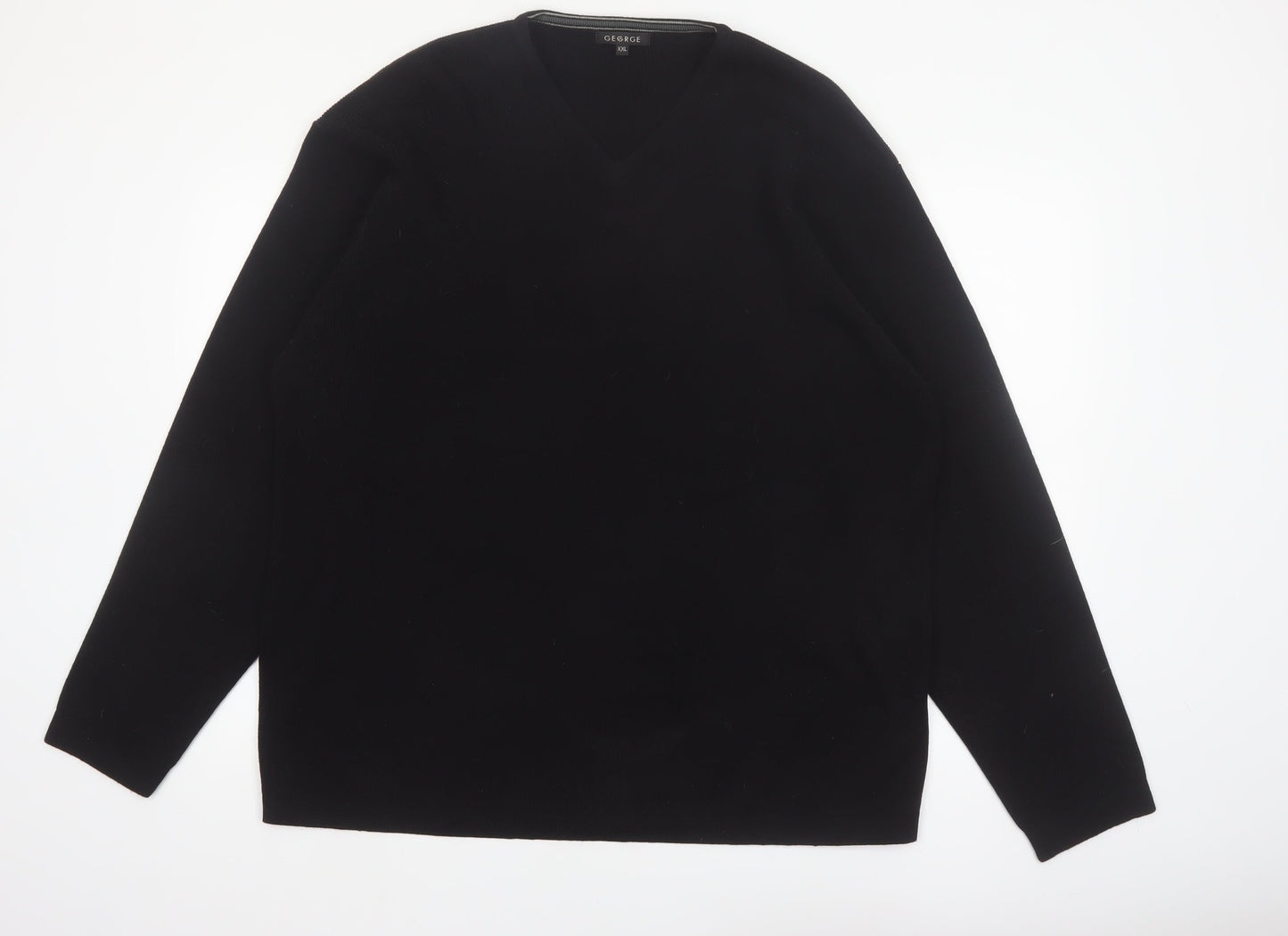 George Men’s Black 2XL V-Neck Knit Acrylic Jumper