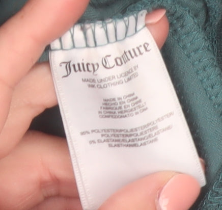 Juicy Couture Women Green Velour Full Zip Hoodie Size L