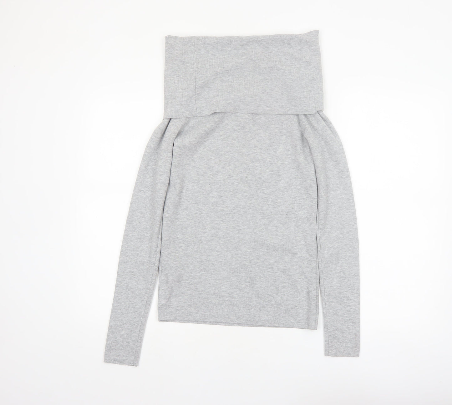 Bershka Women's Grey Cowl Neck Long Sleeve Pullover Jumper Size 14