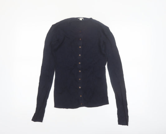 GAP Womens Navy Blue Medium Button-Up Cardigan Jumper