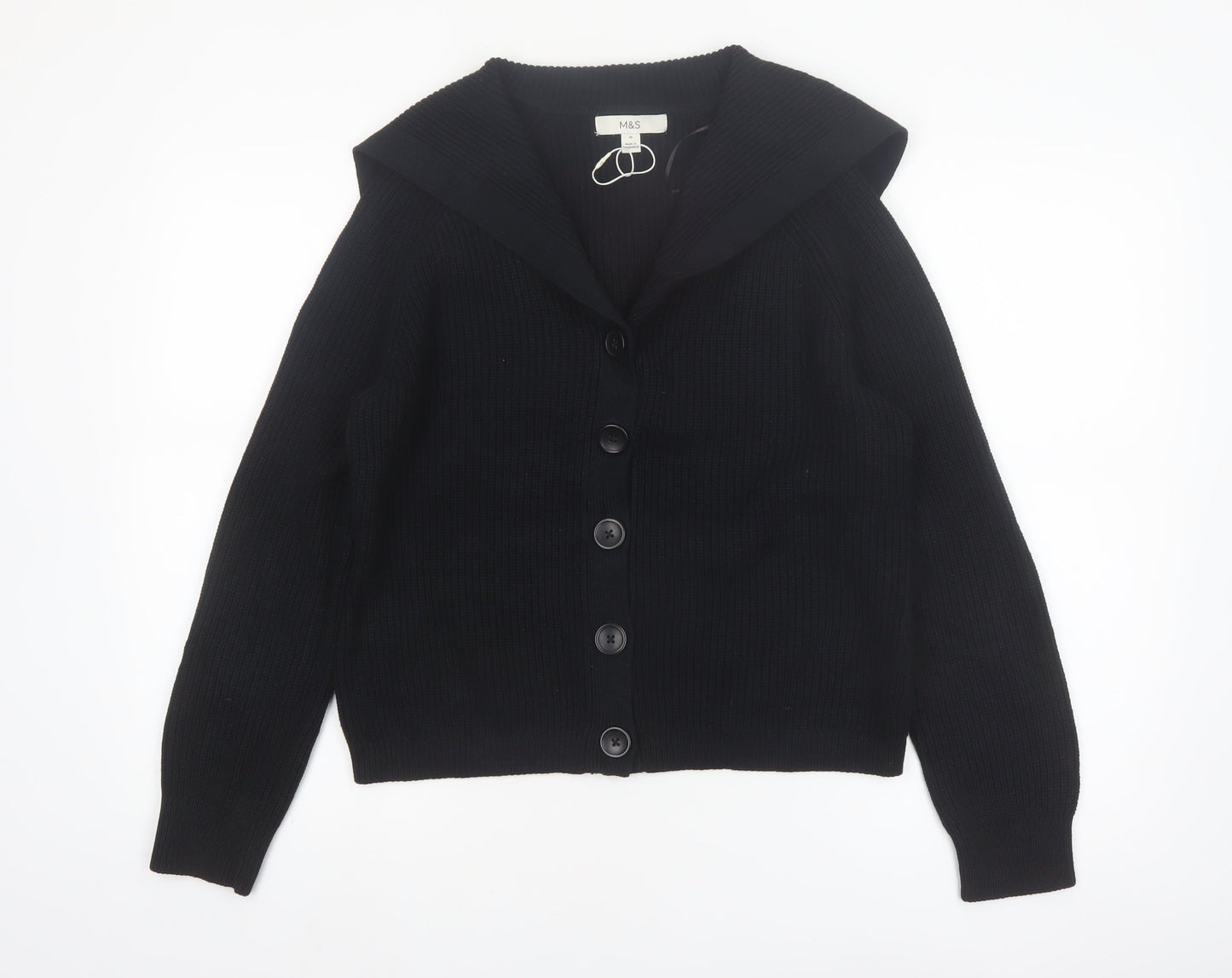 Marks and Spencer Women's Black Collared Knit Cardigan Size M