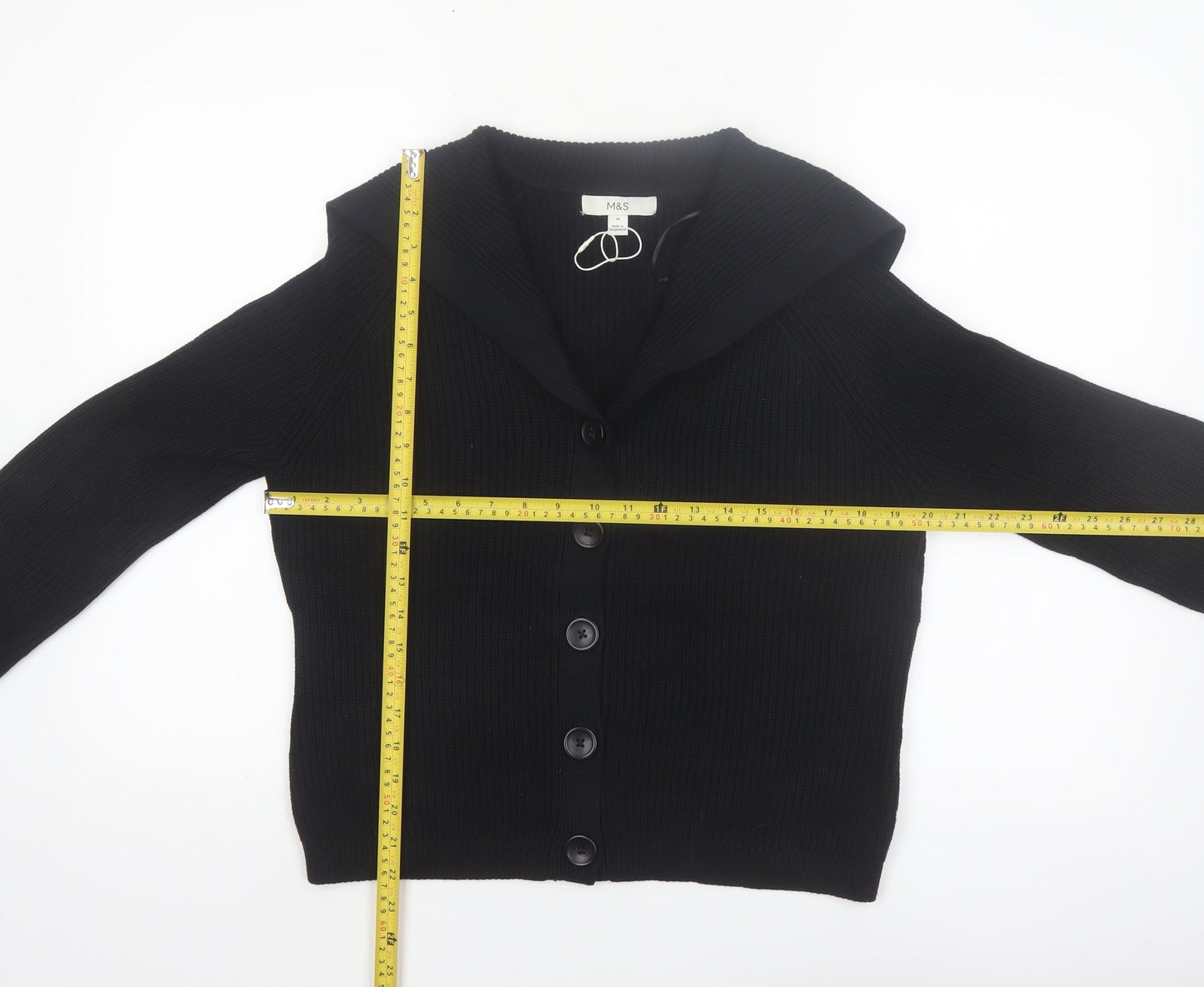 Marks and Spencer Women's Black Collared Knit Cardigan Size M