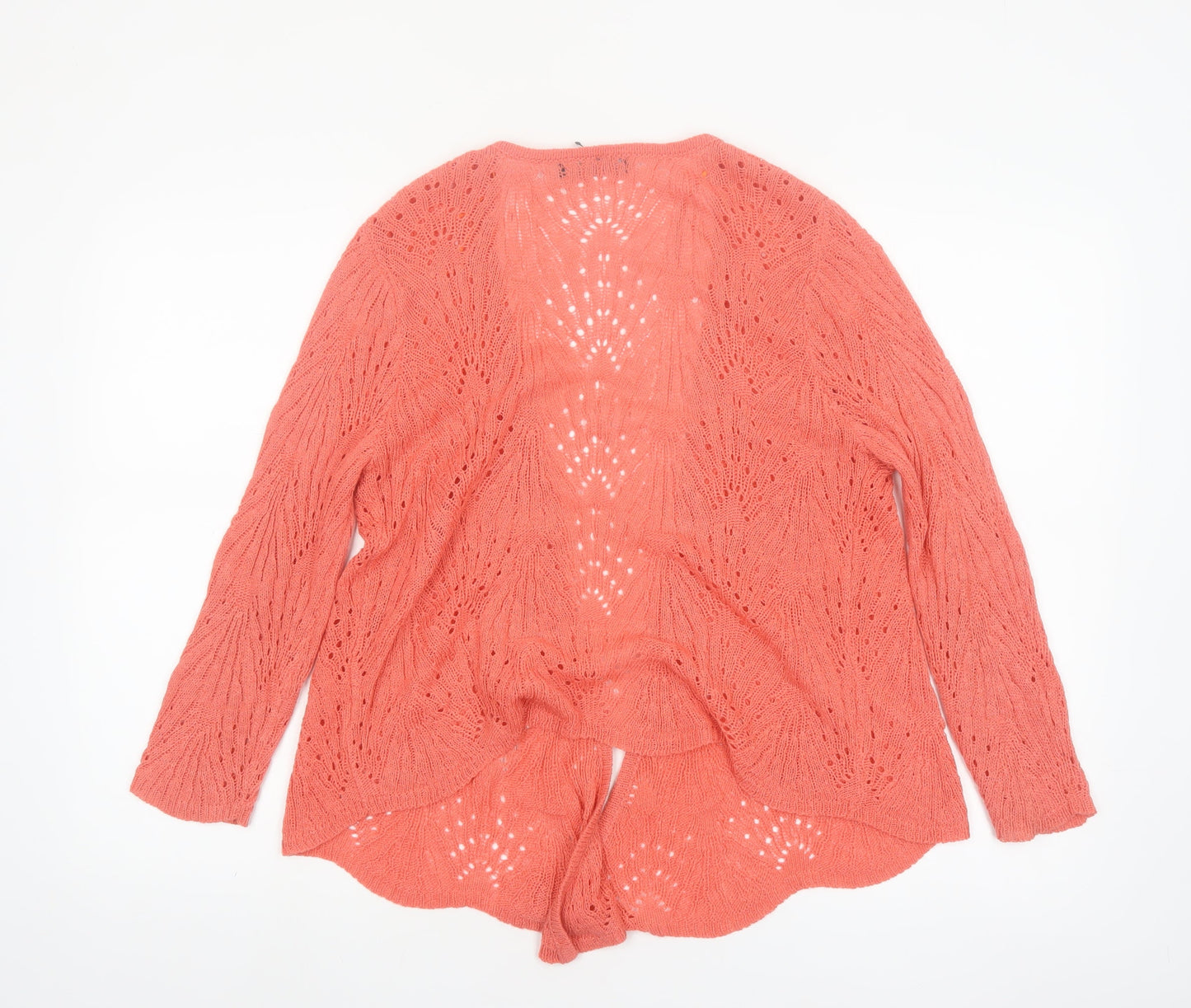 David Emanuel Women Pink Open Knit Cardigan M Lightweight