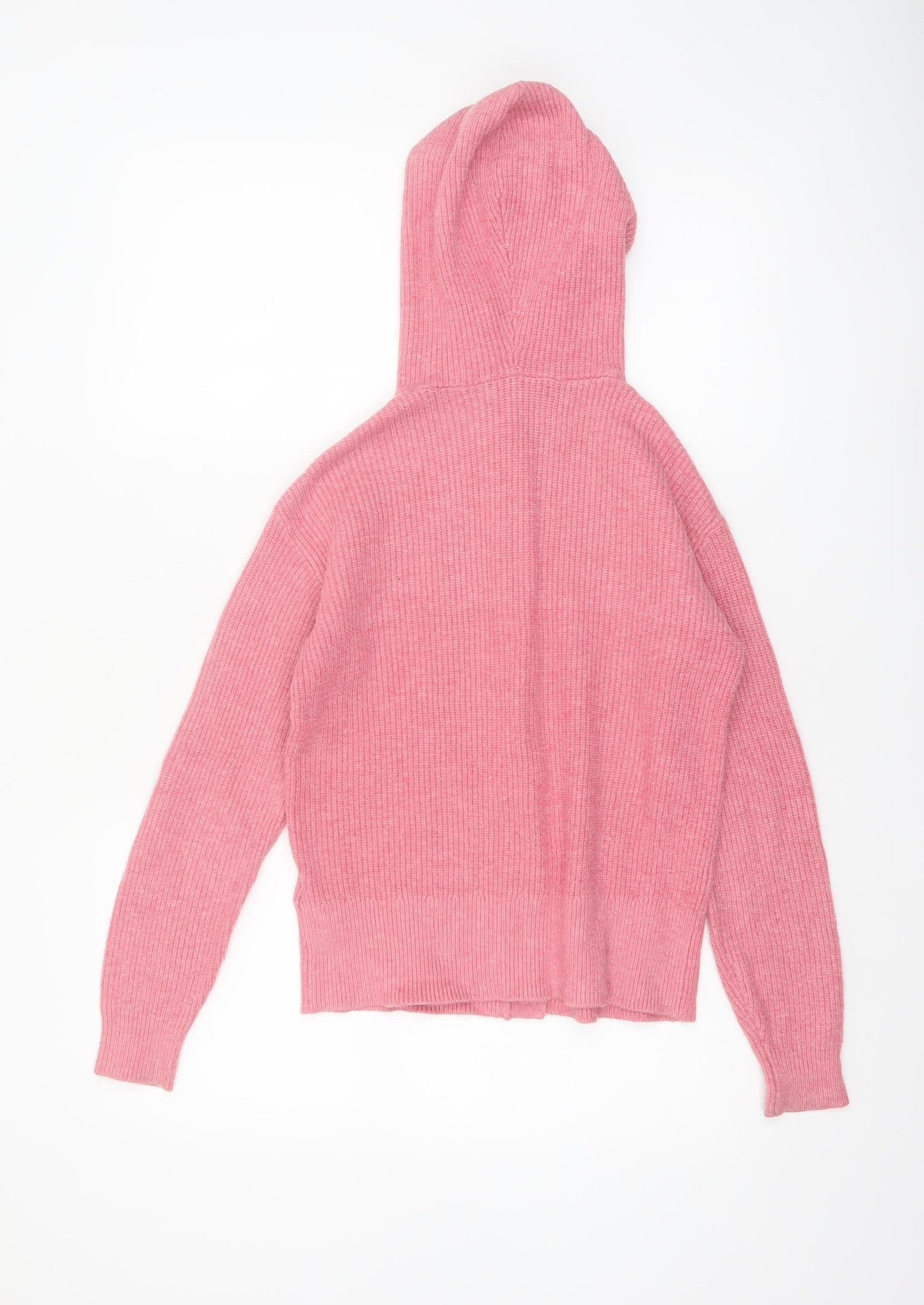 Marks and Spencer Women Pink Hooded Button Cardigan XS