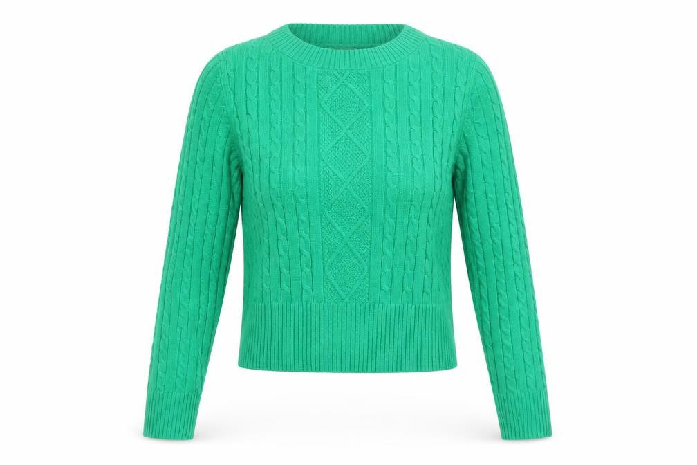 Jessica Simpson Women’s Green Cable-Knit Pullover Jumper Size S