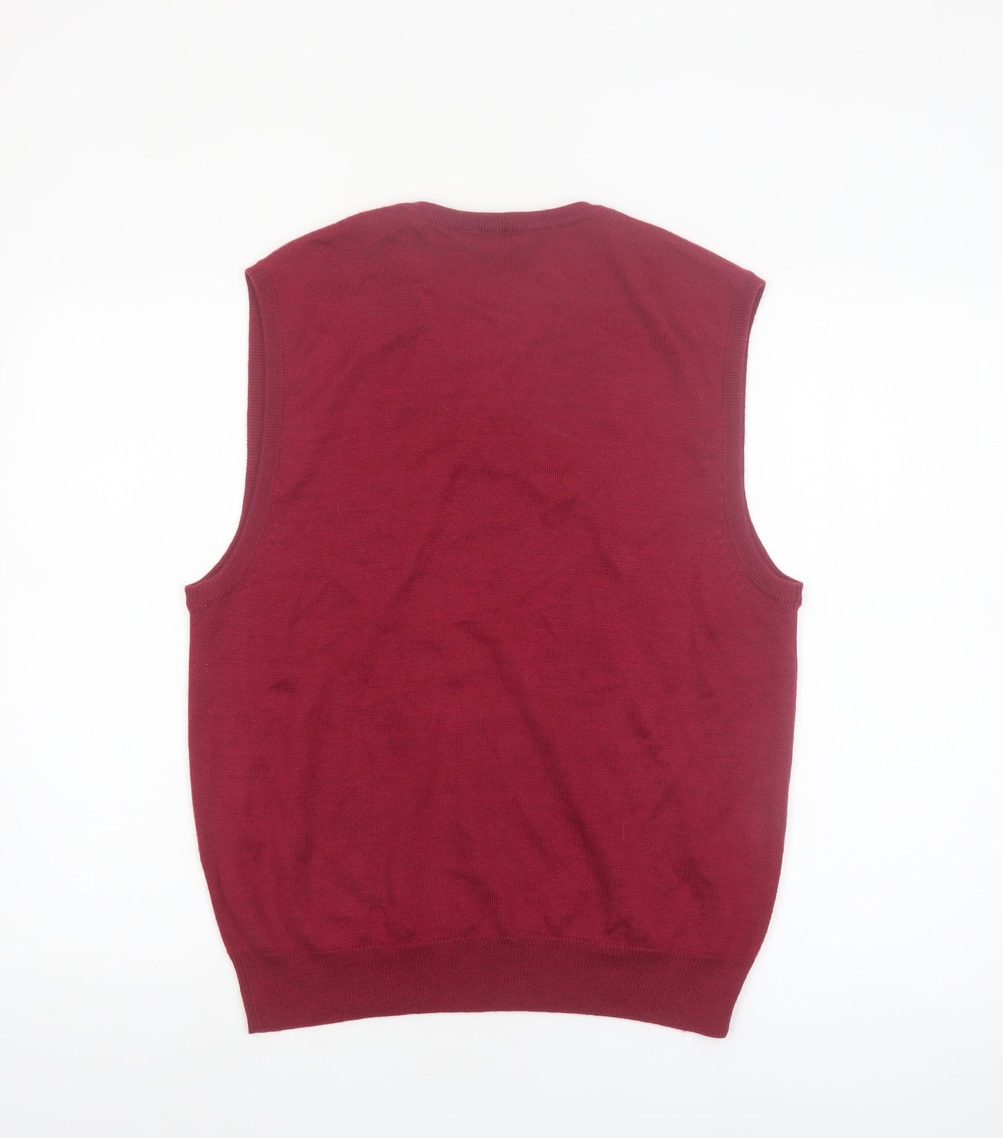 Bar Harbour Men's Red Wool Blend V-Neck Sleeveless Jumper Vest M