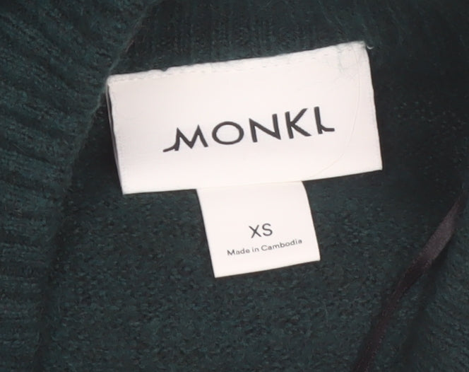 Monki Womens Green Mock Neck Knit Pullover Jumper XS