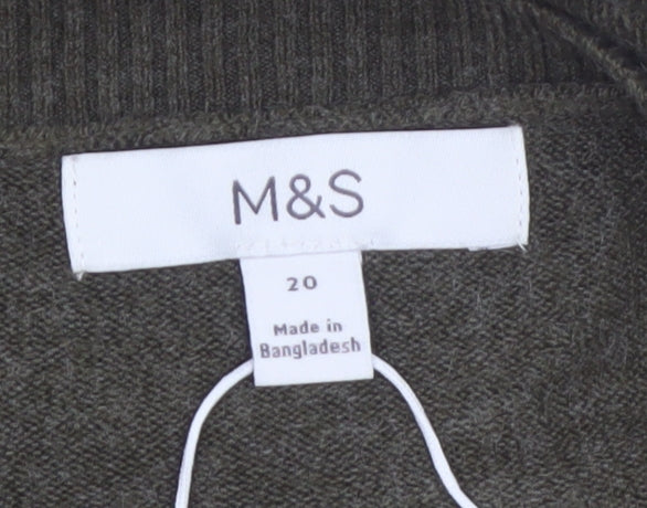 Marks and Spencer Women’s Green Wool Blend Crew Neck Jumper Size 20