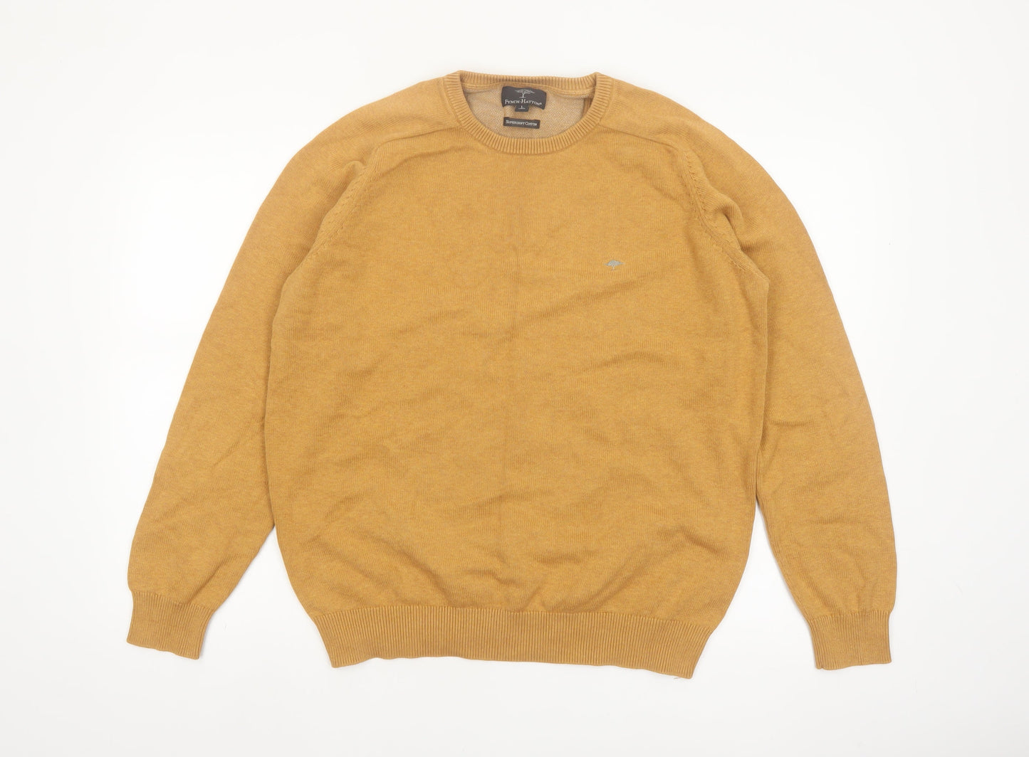 Fynch-Hatton Men's Brown Cotton Crew Neck Jumper Size L