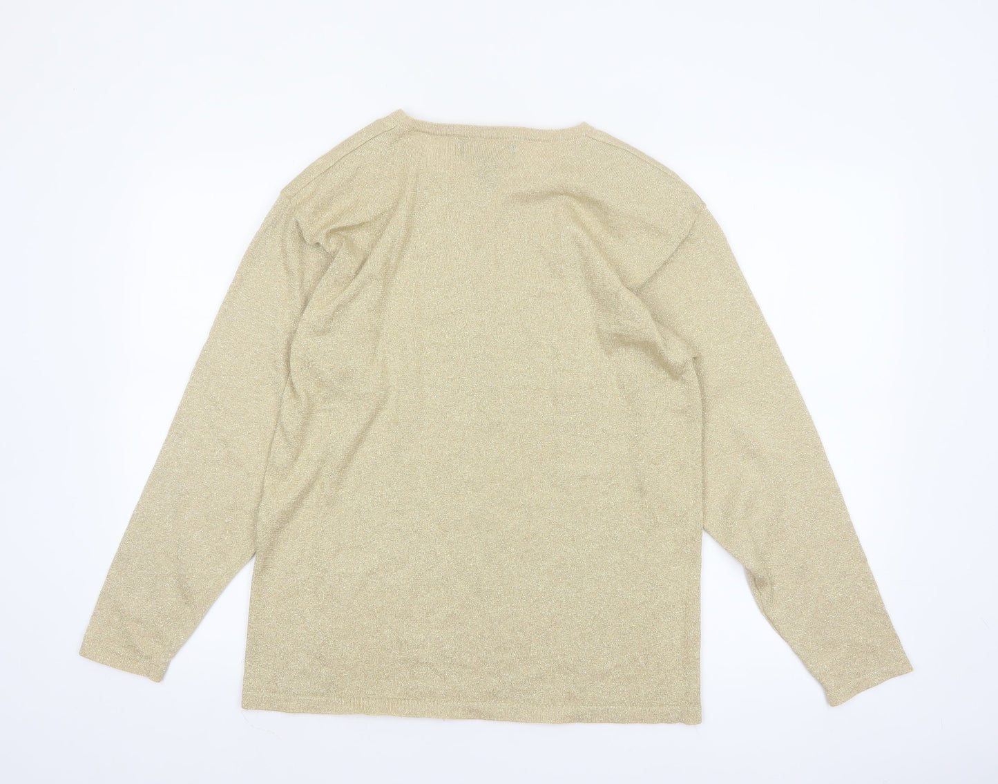 LISA Originals Women's Beige L Metallic Knit Pullover Jumper