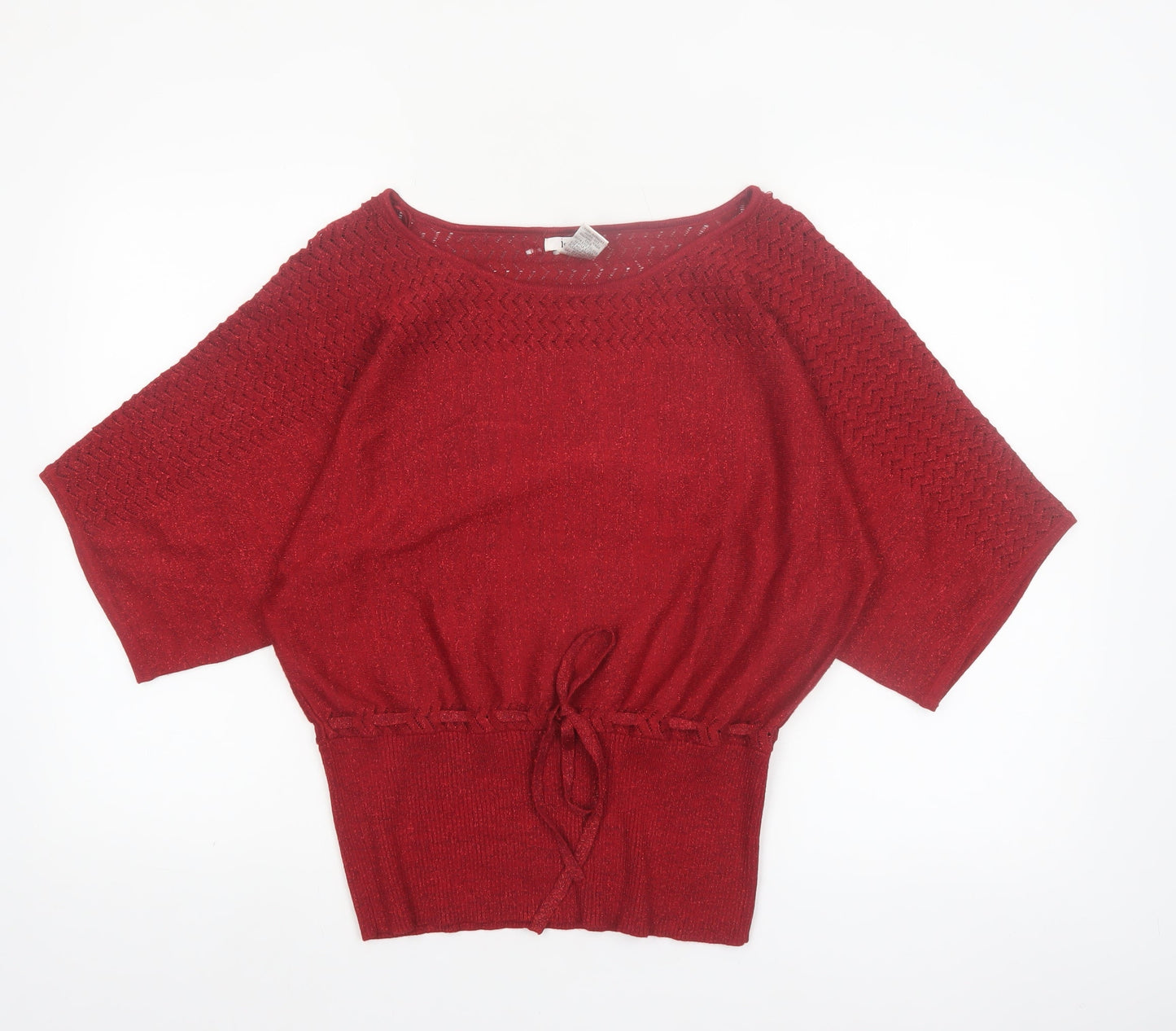 Isela Women's Red Boat Neck Knit Pullover Jumper Size M