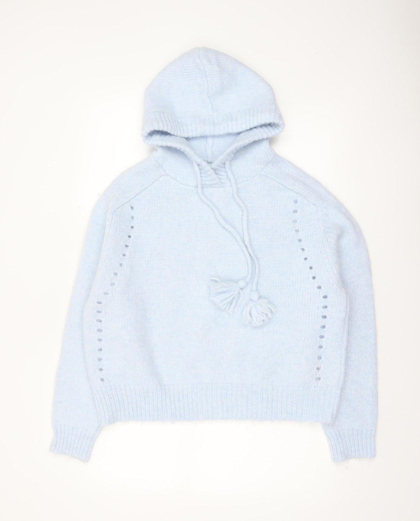 Marks and Spencer Per Una Women's Blue Hooded Knit Jumper M