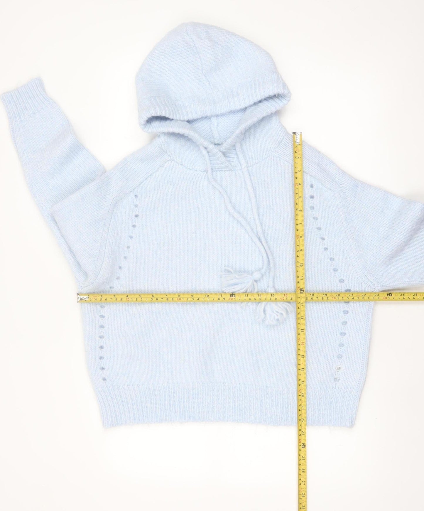 Marks and Spencer Per Una Women's Blue Hooded Knit Jumper M