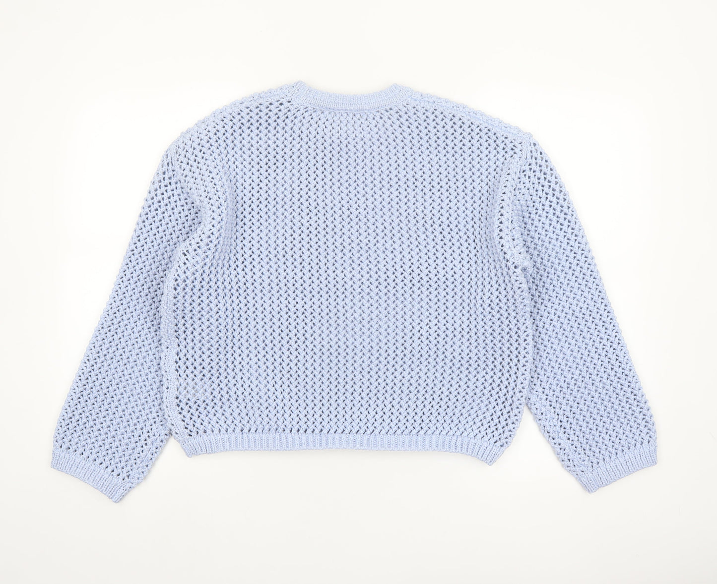 Marks and Spencer Women Blue Open-Knit Polyester Jumper M