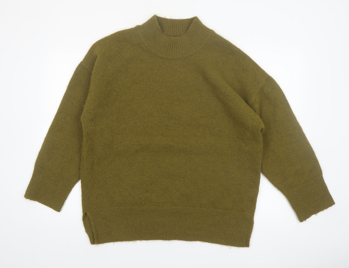 Marks and Spencer Women’s Green Mock Neck Wool Blend Pullover Jumper L