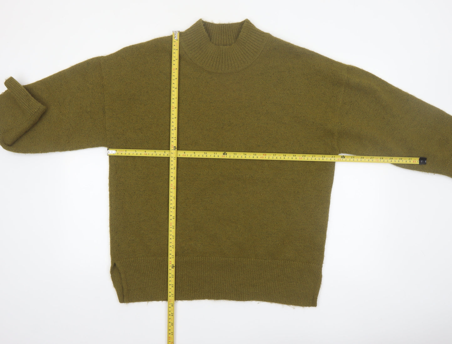 Marks and Spencer Women’s Green Mock Neck Wool Blend Pullover Jumper L