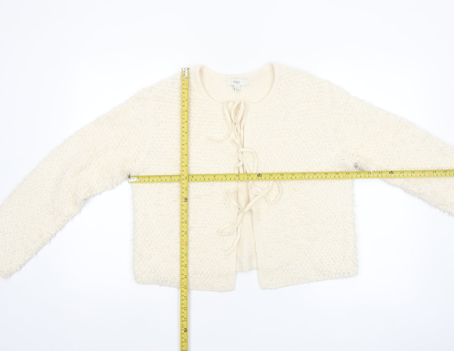 Marks and Spencer Womens Ivory Tie Front Chunky Knit Cardigan M