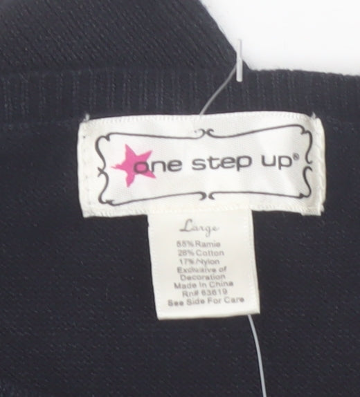 One Step Up Women's Black Beaded Cardigan Jumper Size L