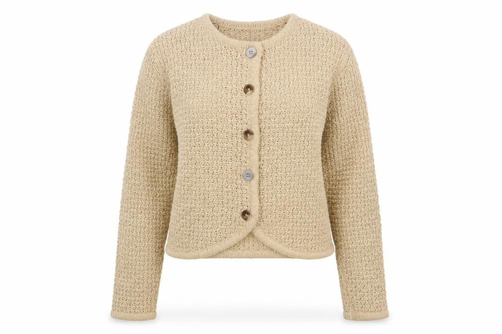 Marks and Spencer Women Beige Chunky Knit Cardigan M