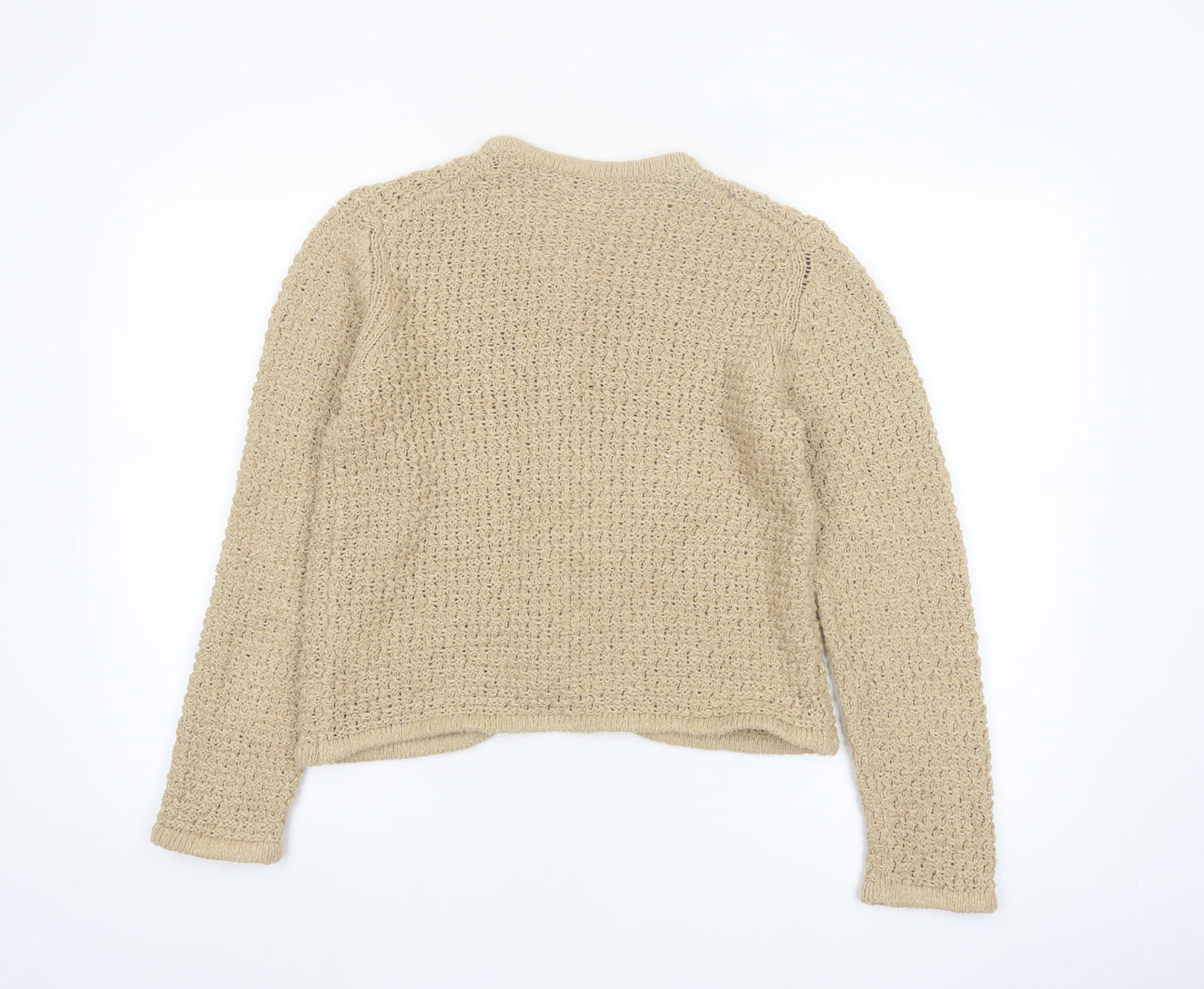 Marks and Spencer Women Beige Chunky Knit Cardigan M