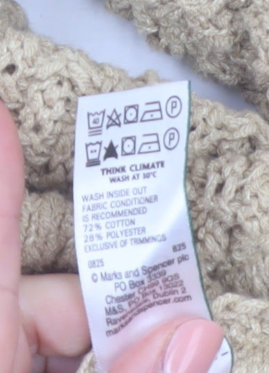 Marks and Spencer Women Beige Chunky Knit Cardigan M
