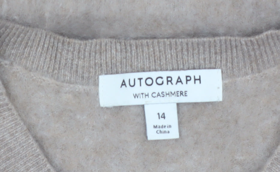 Marks and Spencer Women Beige Wool Cashmere Cardigan Size 14