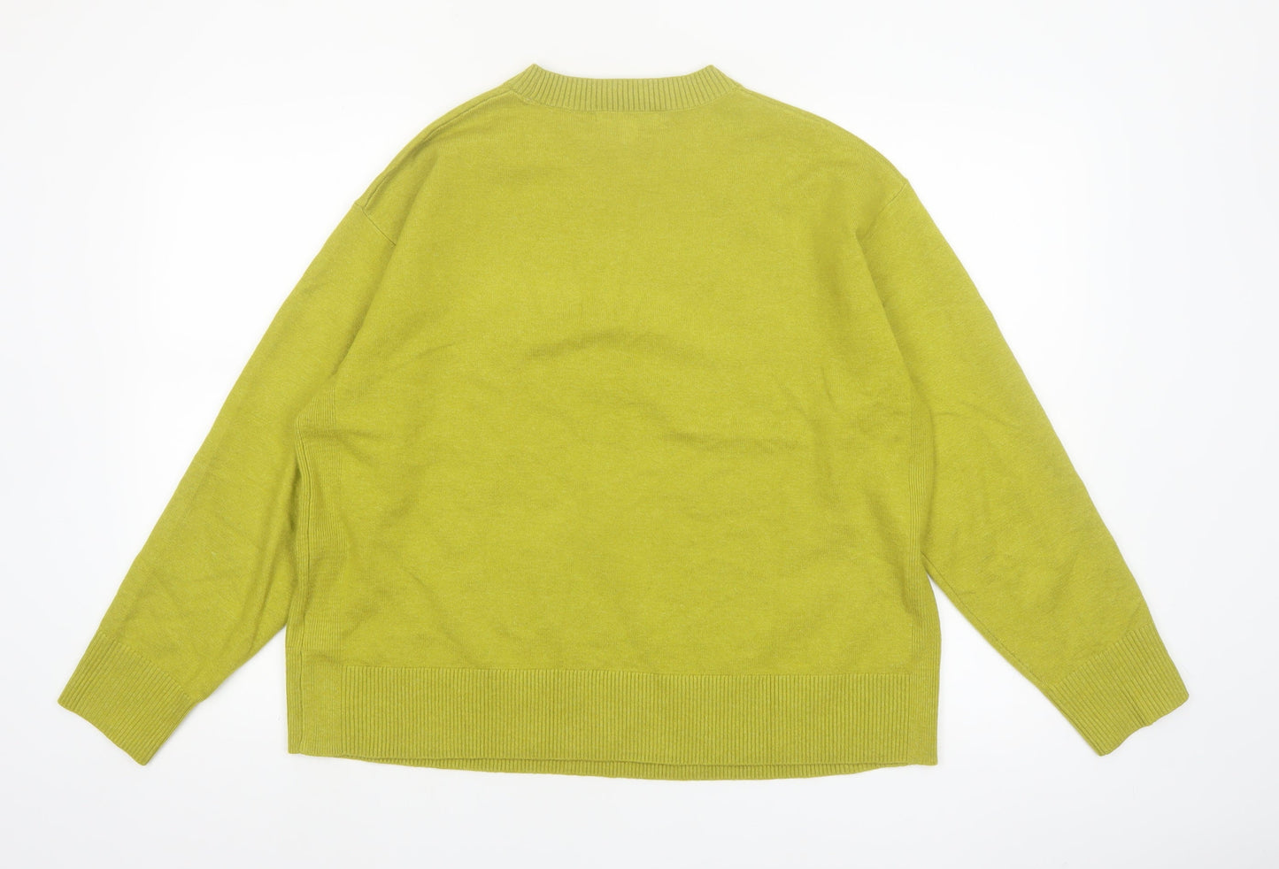 Marks and Spencer Women's Green Crew Neck Pullover Jumper Size L