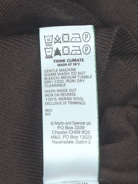 Marks and Spencer Women Brown Merino Wool Crew Neck Jumper Size 8