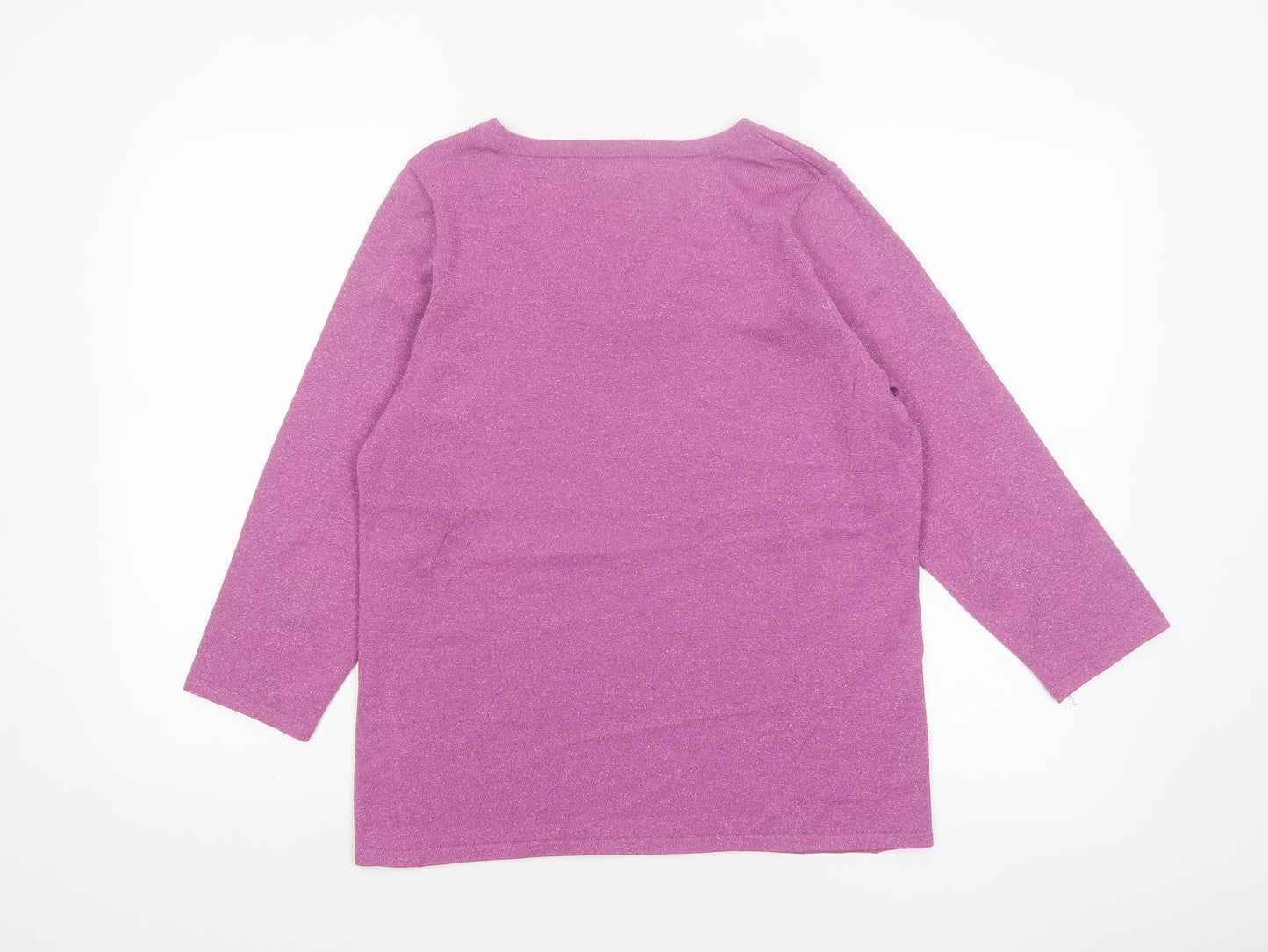 Laura Ashley Women’s Purple Glitter Knit Scoop Neck Jumper M