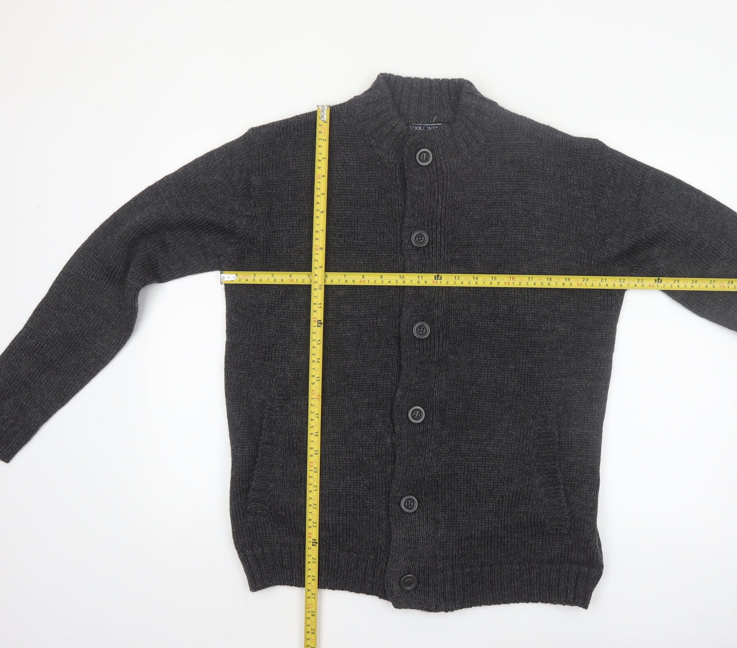 Woolovers Men Grey Wool Button Cardigan M Knit Jumper