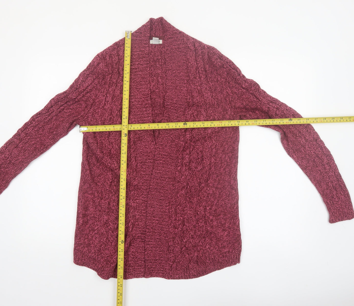 L.L. Bean Women's Burgundy Cable-Knit Cotton Cardigan Size S