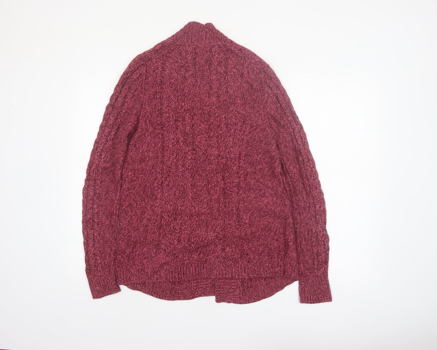 L.L. Bean Women's Burgundy Cable-Knit Cotton Cardigan Size S