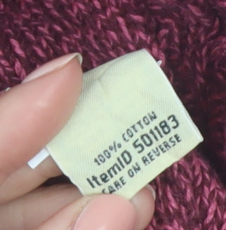 L.L. Bean Women's Burgundy Cable-Knit Cotton Cardigan Size S