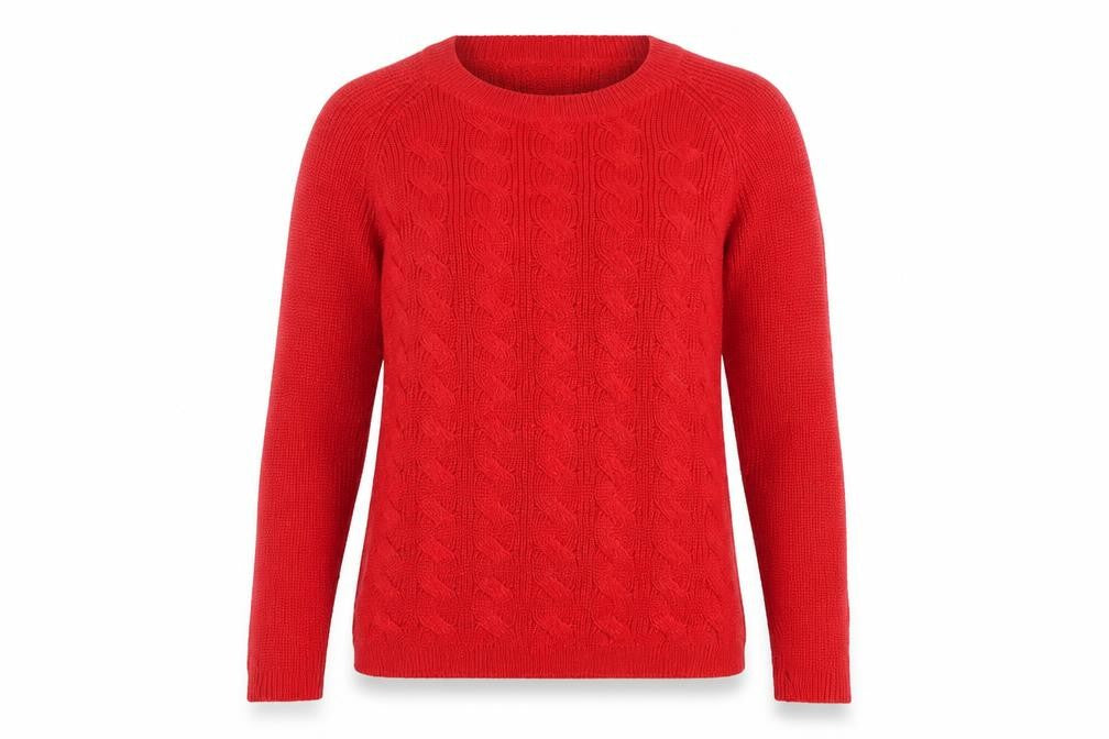 Liz Claiborne Women’s Red Cable-Knit Long Sleeve Pullover Jumper Size M