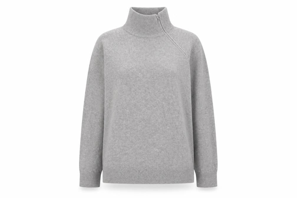 Marks & Spencer Women’s Grey High Neck Zip Pullover Jumper M