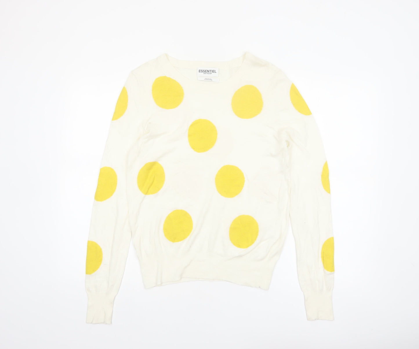 Essentiel Antwerp Women's Ivory Yellow Polka Dot Jumper M