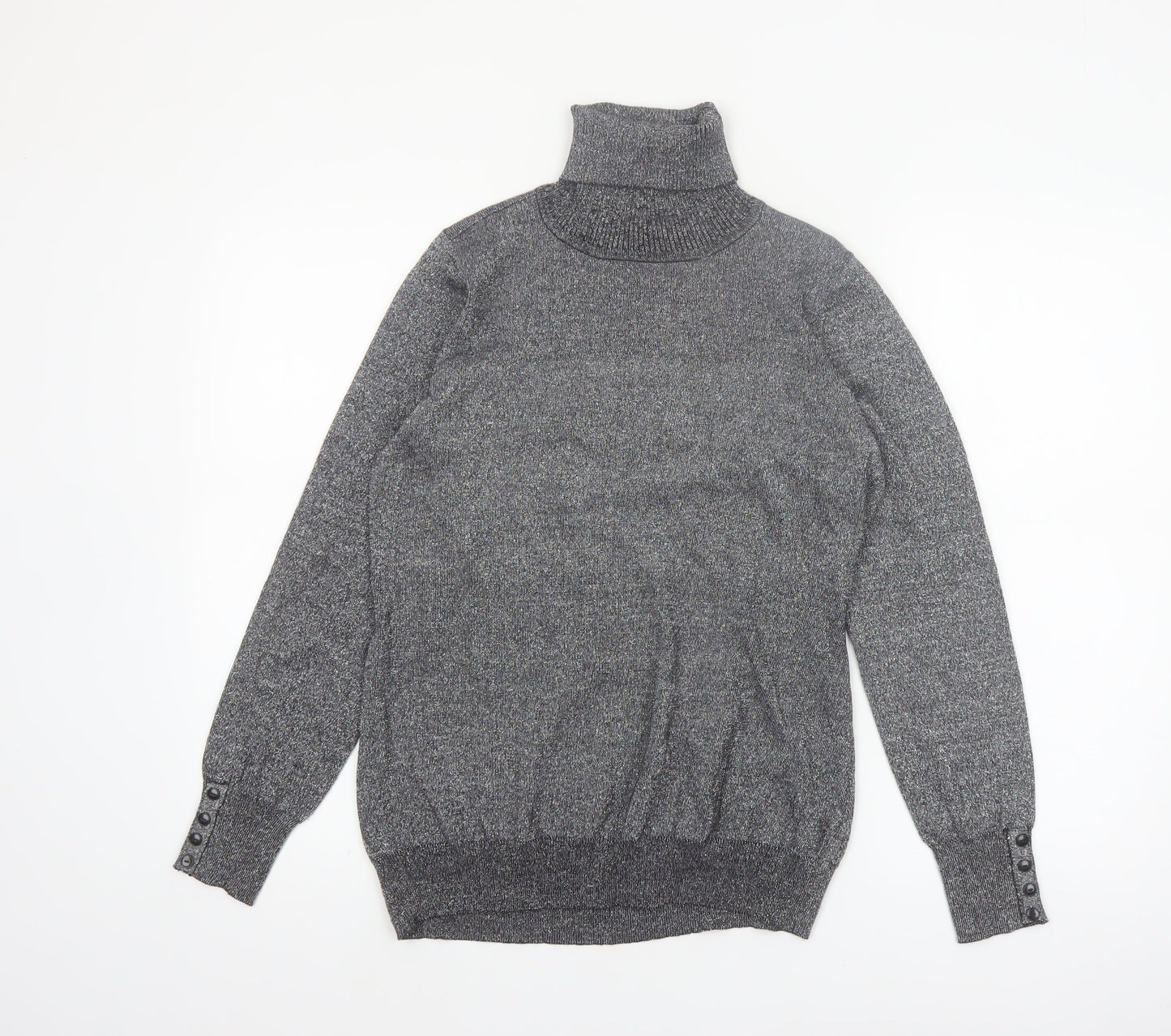 Carolyn Taylor Women's Grey Roll Neck Knit Jumper Size M
