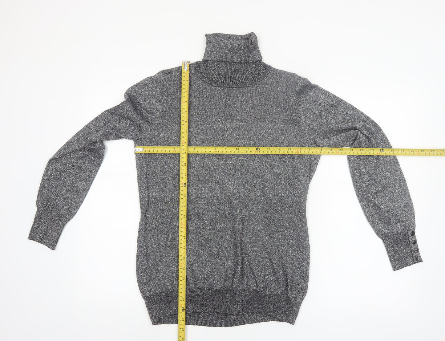 Carolyn Taylor Women's Grey Roll Neck Knit Jumper Size M