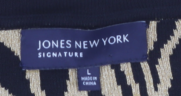 Jones New York Women's Beige Animal Print V-Neck Cardigan L