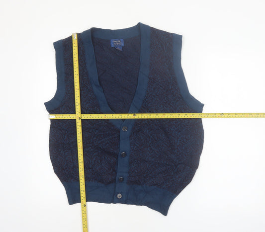 Cambridge Classics Men's Blue Wool Blend Knit V-Neck Button Vest M